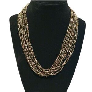 Silpada Multi-Strand Metallic Bronze and Olive Seed Bead Necklace